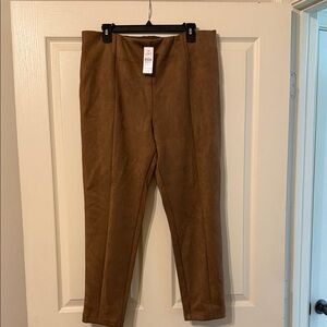 LOFT Brown Suede-Look Slim Pants